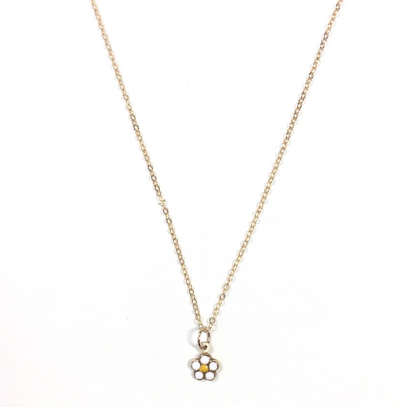 14k Gold Tiny Dainty Daisy Flower Charm Necklace